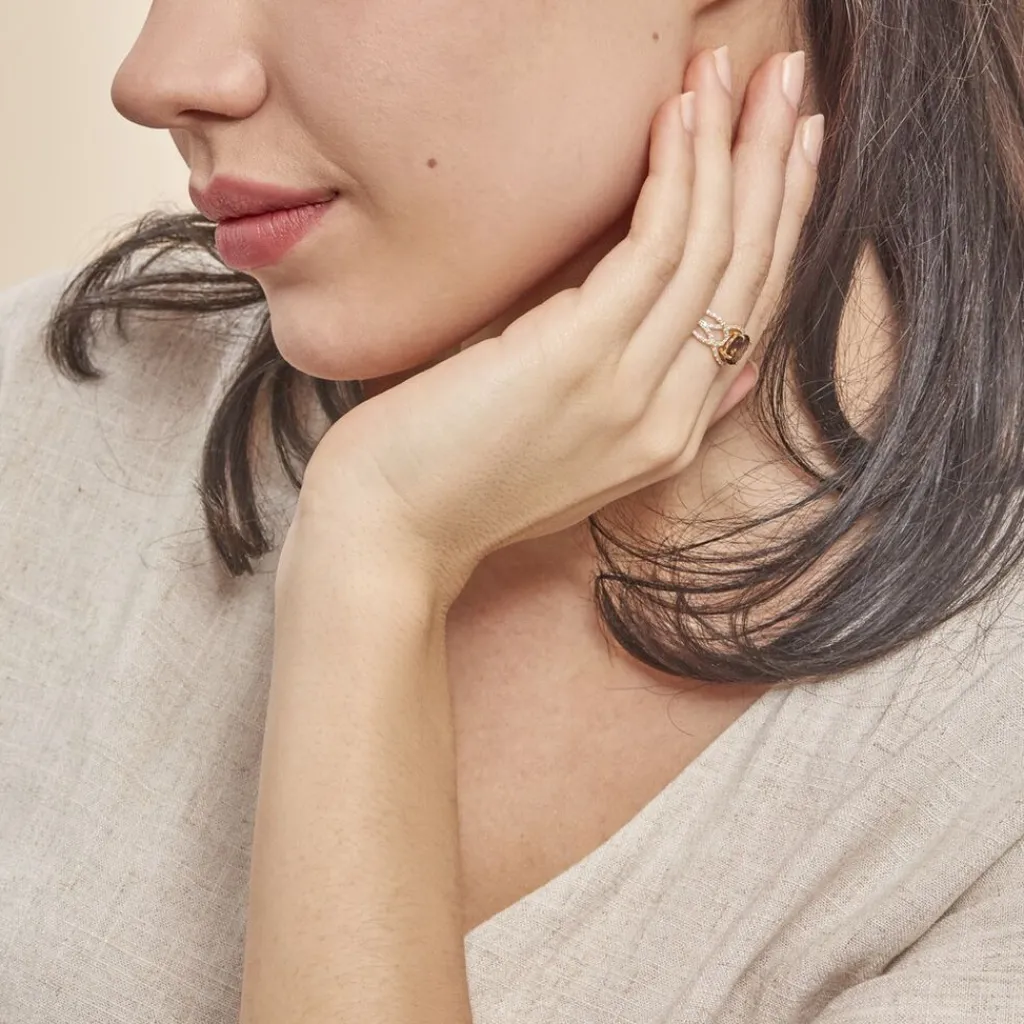 Histoire d'Or Bague Tina Or Jaune Quartz Et Oxyde De Zirconium or jaune quartz marron Online