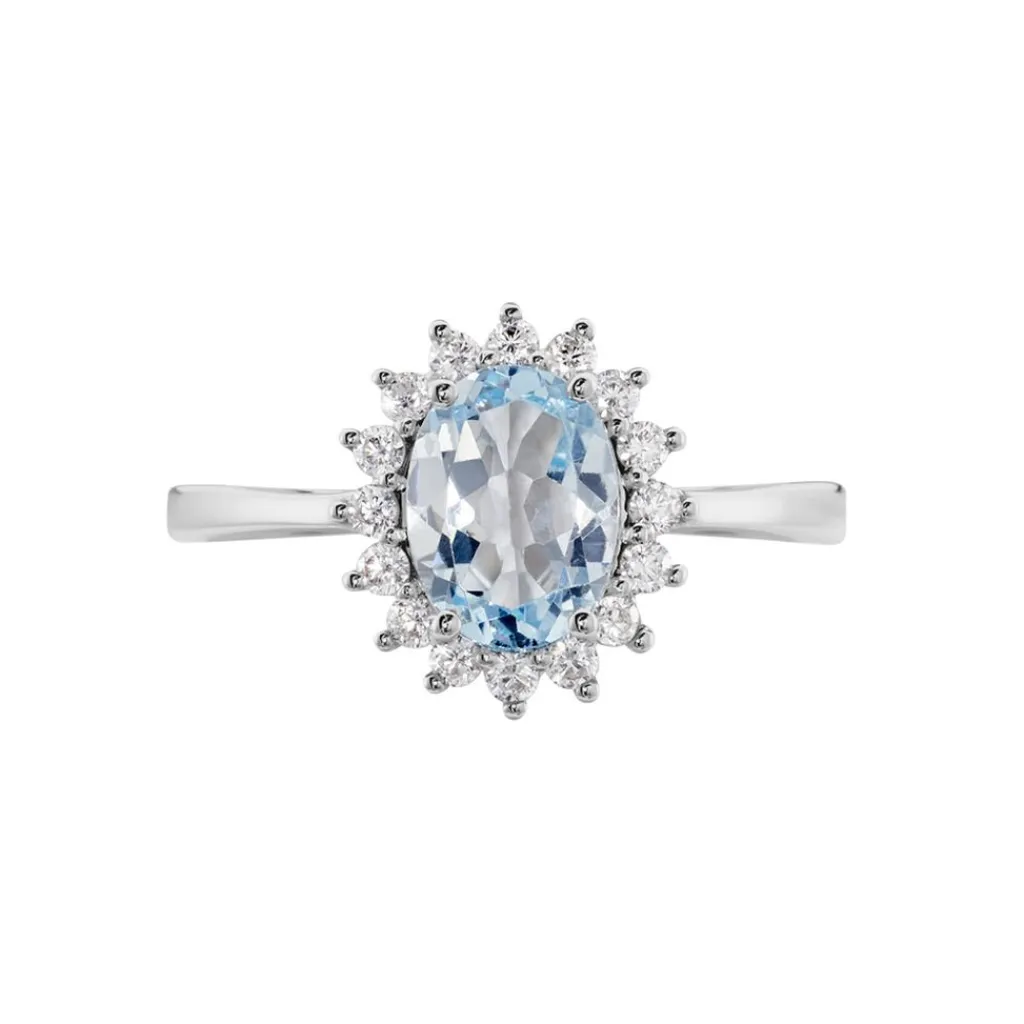 Histoire d'Or Bague Trick Or Blanc Topaze Et Oxyde or blanc topaze bleu sky Sale