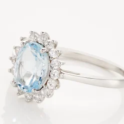 Histoire d'Or Bague Trick Or Blanc Topaze Et Oxyde or blanc topaze bleu sky Sale