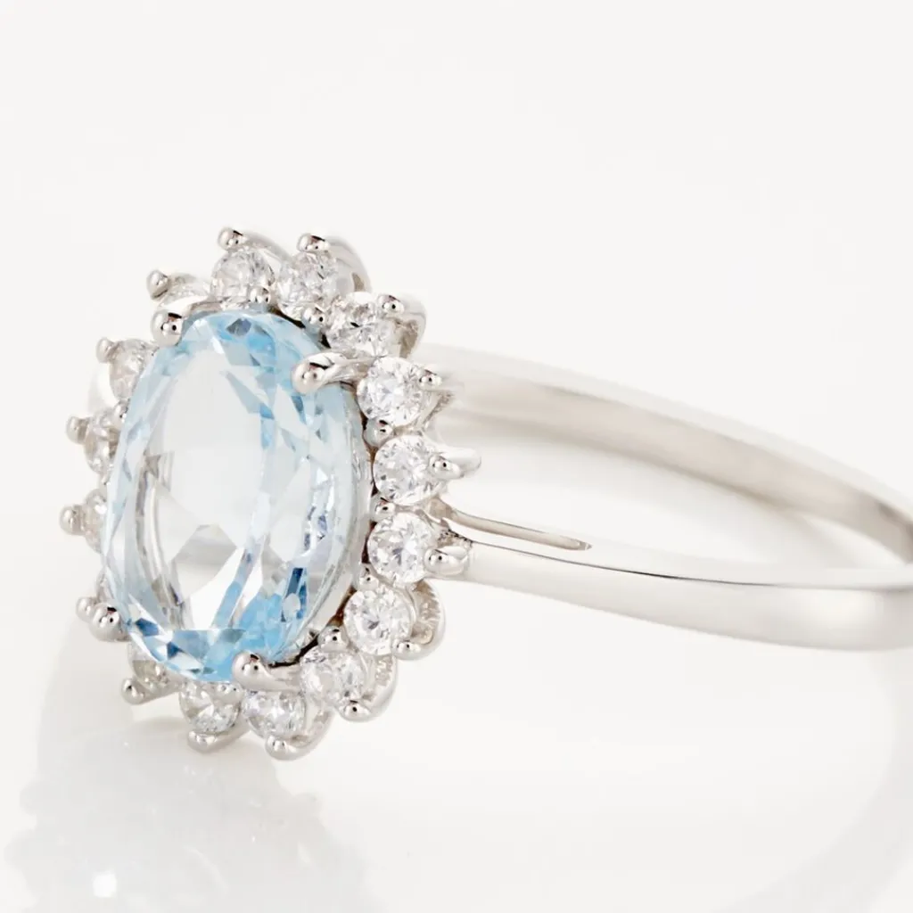 Histoire d'Or Bague Trick Or Blanc Topaze Et Oxyde or blanc topaze bleu sky Sale