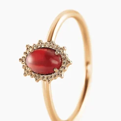 Histoire d'Or Bague Vintage Love Plaqué Or Jaune Agate plaqué or jaune agate rouge Discount