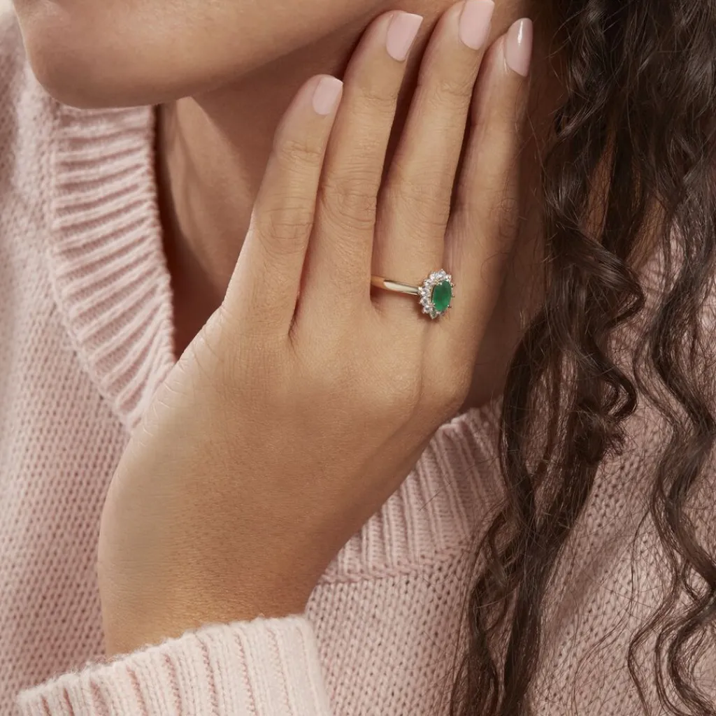 Histoire d'Or Bague Vladimir Diamants or jaune emeraude Clearance