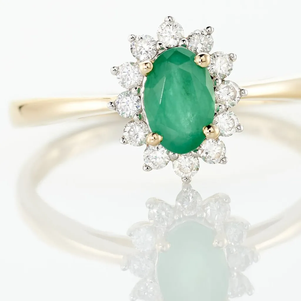 Histoire d'Or Bague Vladimir Diamants or jaune emeraude New