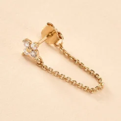 Histoire d'Or Bijou D'oreille Unitaire Astrid Plaqué Or Jaune Oxyde De Zirconium Clearance