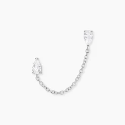 Histoire d'Or Bijou D'oreille Unitaire Kirstie Argent Blanc Oxyde De Zirconium Clearance