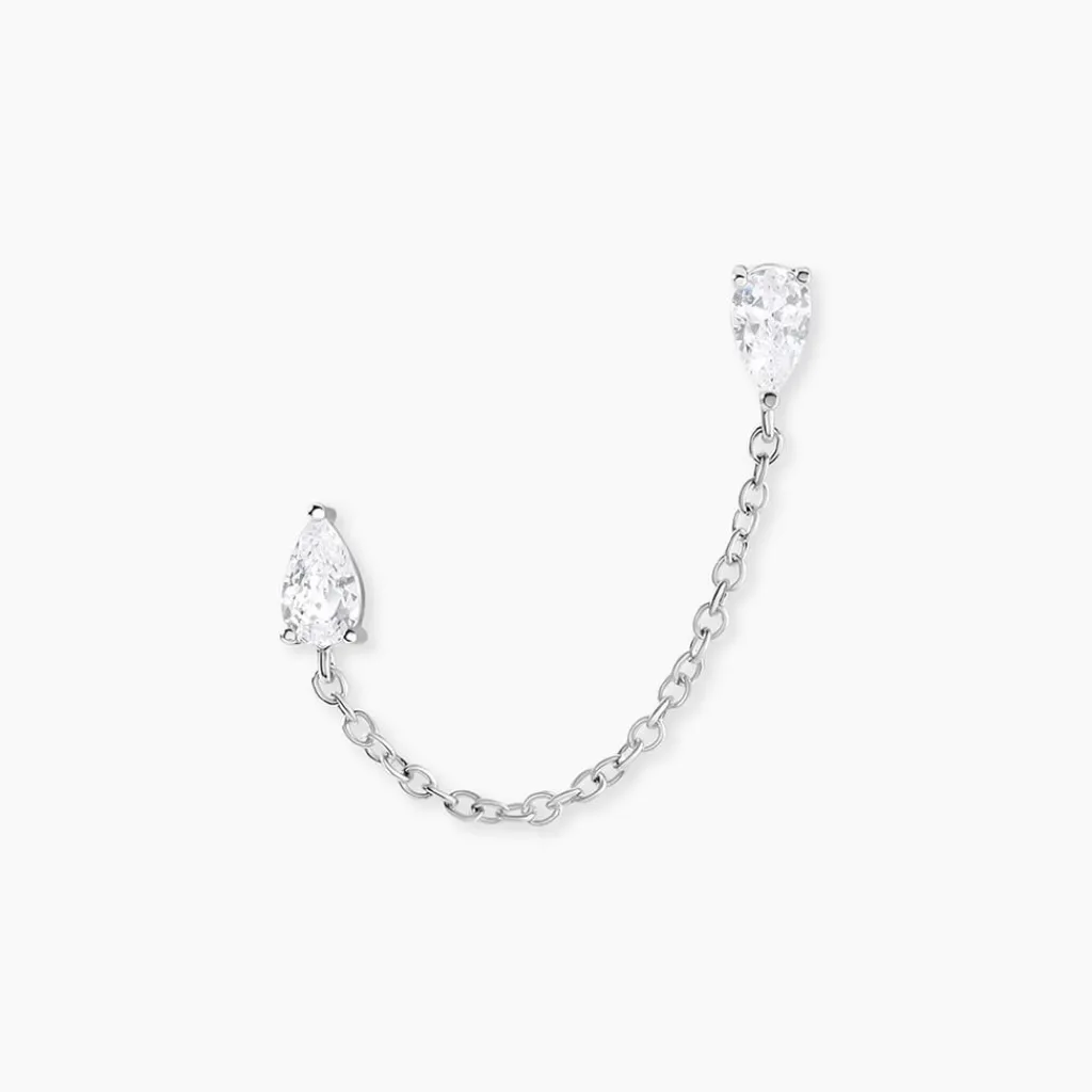 Histoire d'Or Bijou D'oreille Unitaire Kirstie Argent Blanc Oxyde De Zirconium Clearance