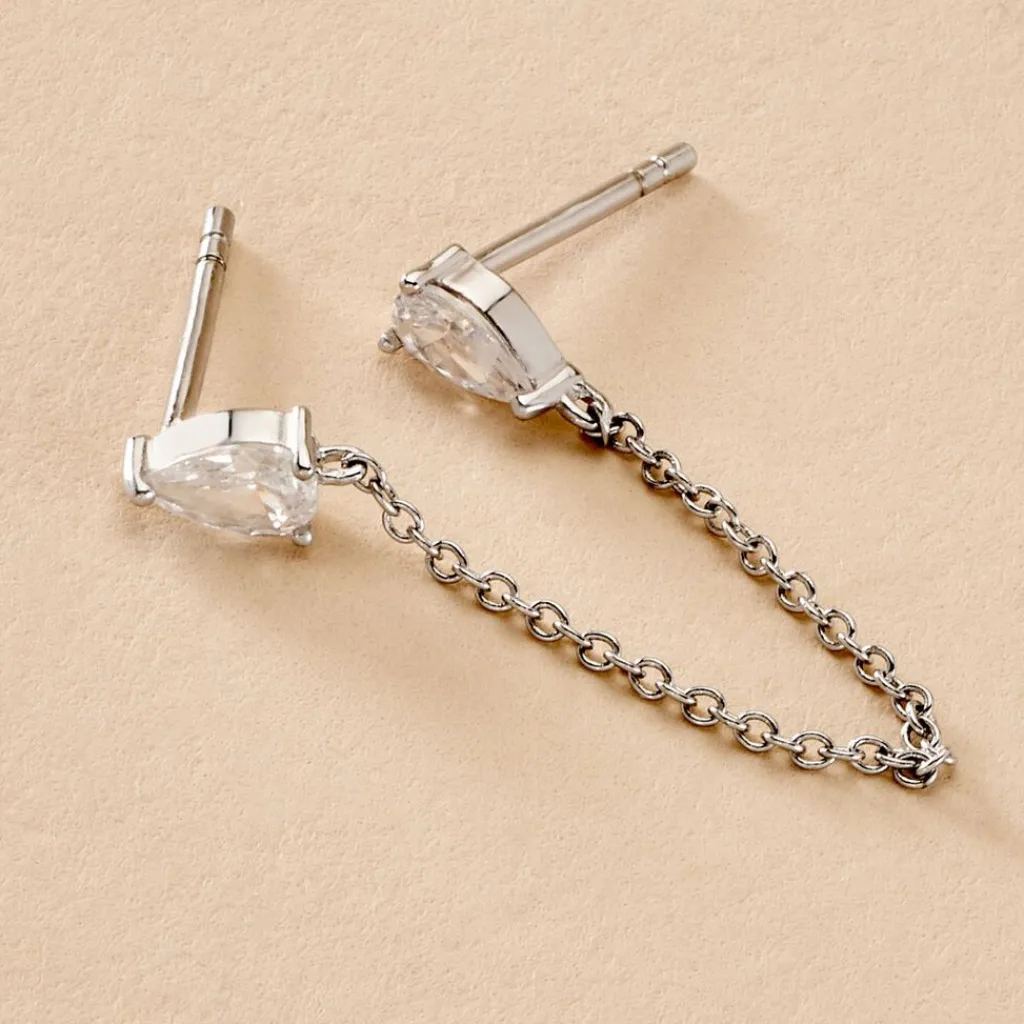 Histoire d'Or Bijou D'oreille Unitaire Kirstie Argent Blanc Oxyde De Zirconium Clearance