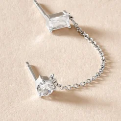 Histoire d'Or Bijou D'oreille Unitaire Kirstie Argent Blanc Oxyde De Zirconium Outlet