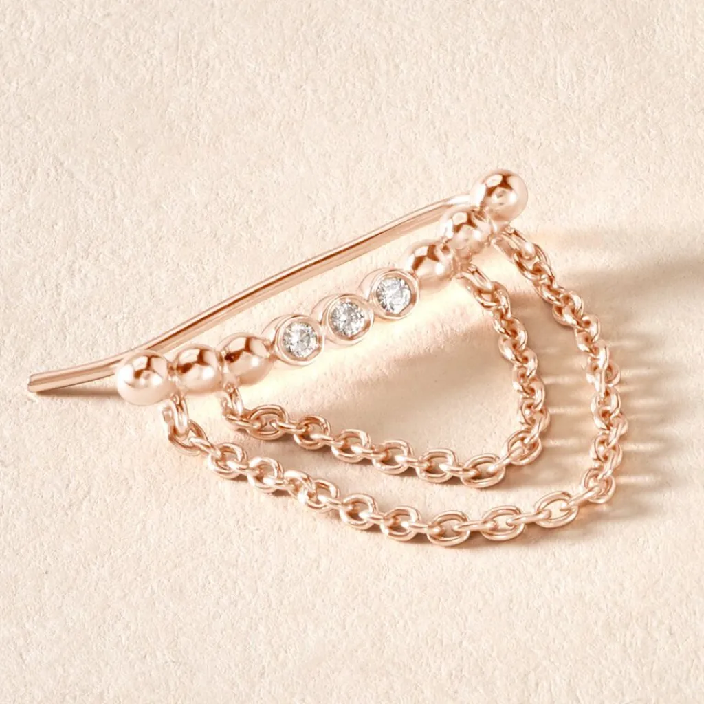 Histoire d'Or Bijou D'oreille Unitaire Katelyn Argent Rose Oxyde De Zirconium Outlet