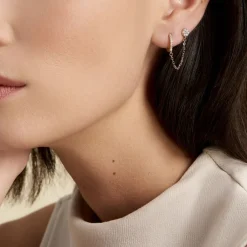 Histoire d'Or Bijou D'oreille Unitaire Plaqué Or Hesmee Oxyde De Zirconium Sale