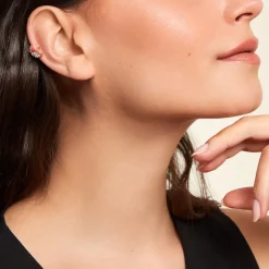 Histoire d'Or Bijoux D'oreilles Camelia Argent Rose Oxyde De Zirconium Clearance