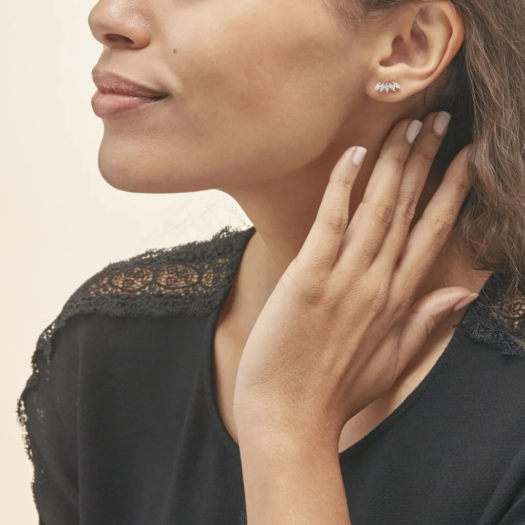 Histoire d'Or Bijoux D'oreilles Edma Or Blanc Oxyde De Zirconium Best