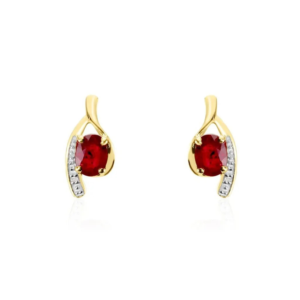 Histoire d'Or Bijoux D'oreilles Emotion Diamant or jaune rubis Hot