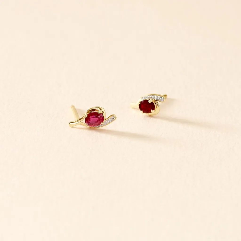 Histoire d'Or Bijoux D'oreilles Emotion Diamant or jaune rubis Hot