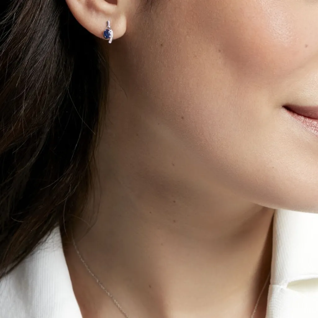 Histoire d'Or Bijoux D'oreilles Emotion Diamant or blanc saphir Discount
