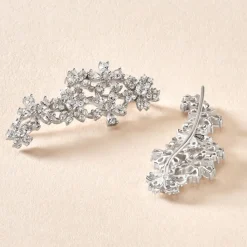 Histoire d'Or Bijoux D'oreilles Midnight Flower Argent Blanc Oxyde De Zirconium Hot