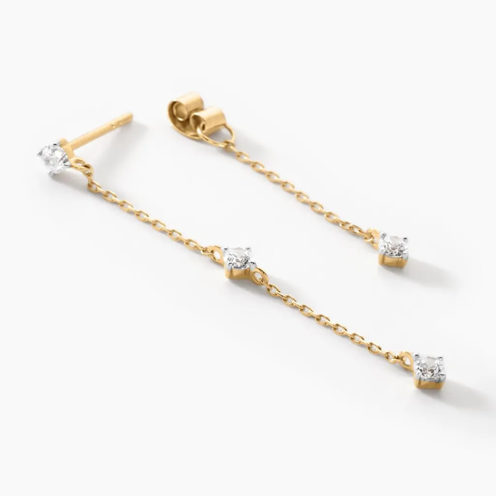 Histoire d'Or Bijoux D'oreilles Or Jaune Eclat D'etoile Oxyde De Zirconium Hot