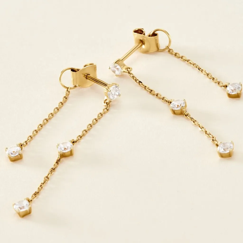 Histoire d'Or Bijoux D'oreilles Or Jaune Eclat D'etoile Oxyde De Zirconium Hot