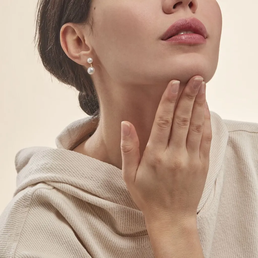 Histoire d'Or Bijoux D'oreilles Seona Or Jaune Perle De Culture New