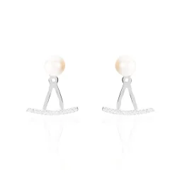Histoire d'Or Bijoux D'oreilles Sylviane Argent Blanc Perle De Culture Et Oxyde Clearance