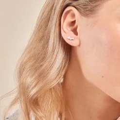 Histoire d'Or Bijoux D'oreilles Zachary Or Blanc Diamant Synthétique Discount