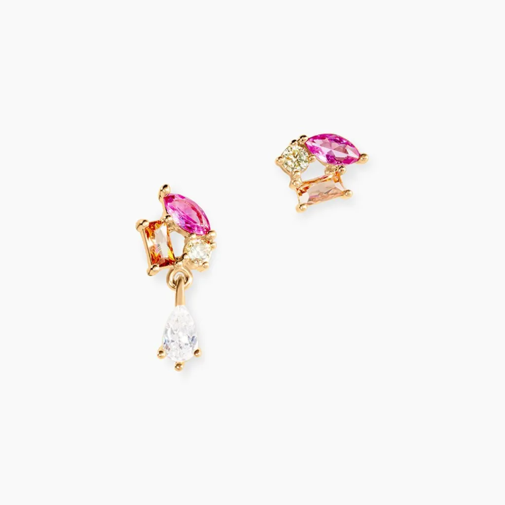 Histoire d'Or Boucle D'oreille Dépareillée Clematis Plaqué Or Jaune Spinelle Oxyde Clearance