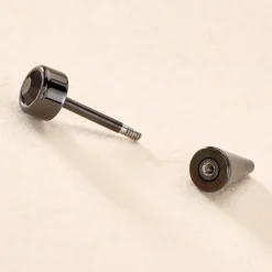 Histoire d'Or Boucle D'oreille Puce Unitaire Adam Plaqué Or Jaune Oxyde De Zirconium plaqué or jaune oxyde noir Best