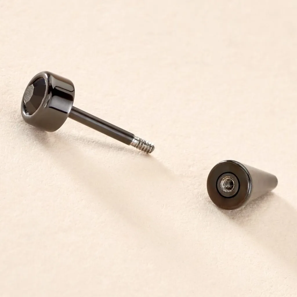 Histoire d'Or Boucle D'oreille Puce Unitaire Adam Plaqué Or Jaune Oxyde De Zirconium plaqué or jaune oxyde noir Best