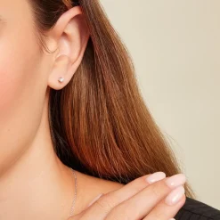 Histoire d'Or Boucle D'oreille Puce Unitaire Victoria or blanc diamant New