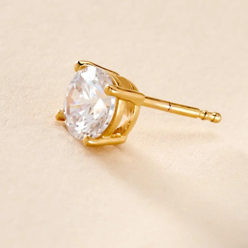Histoire d'Or Boucle D'oreille Puce Unitaire Adam De Zirconium plaqué or jaune oxyde Best