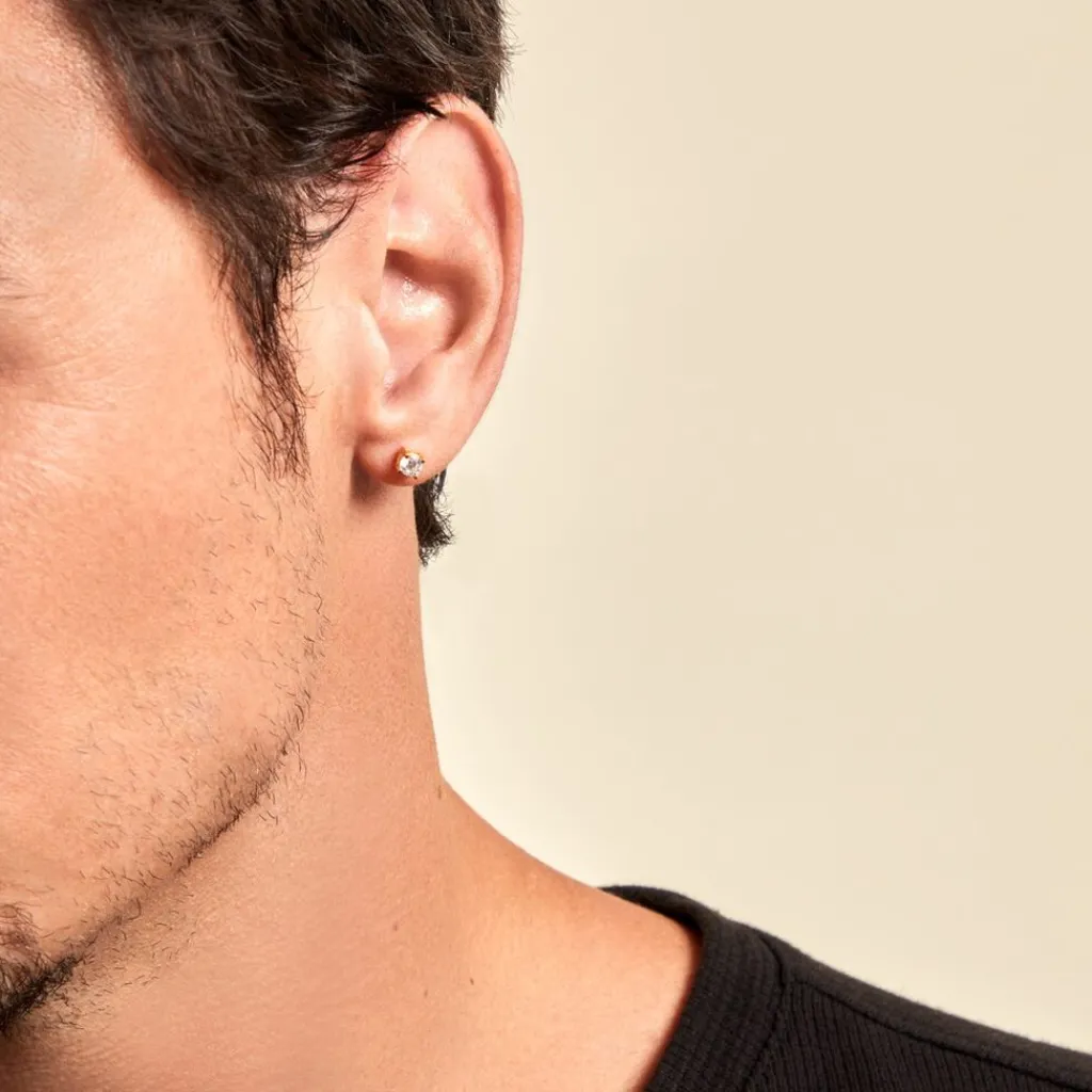 Histoire d'Or Boucle D'oreille Puce Unitaire Adam De Zirconium plaqué or jaune oxyde Best