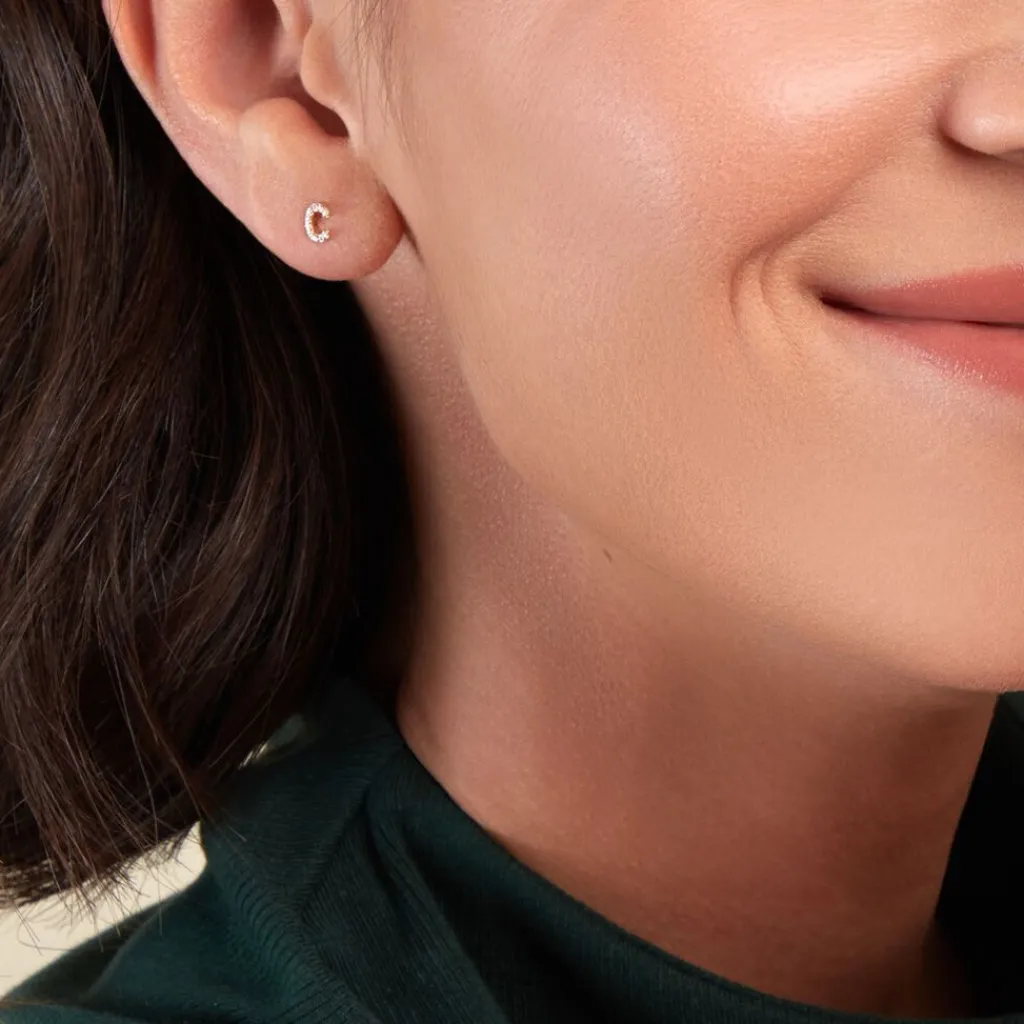 Histoire d'Or Boucle D'oreille Puce Unitaire Jodoca Or Jaune Oxyde De Zirconium