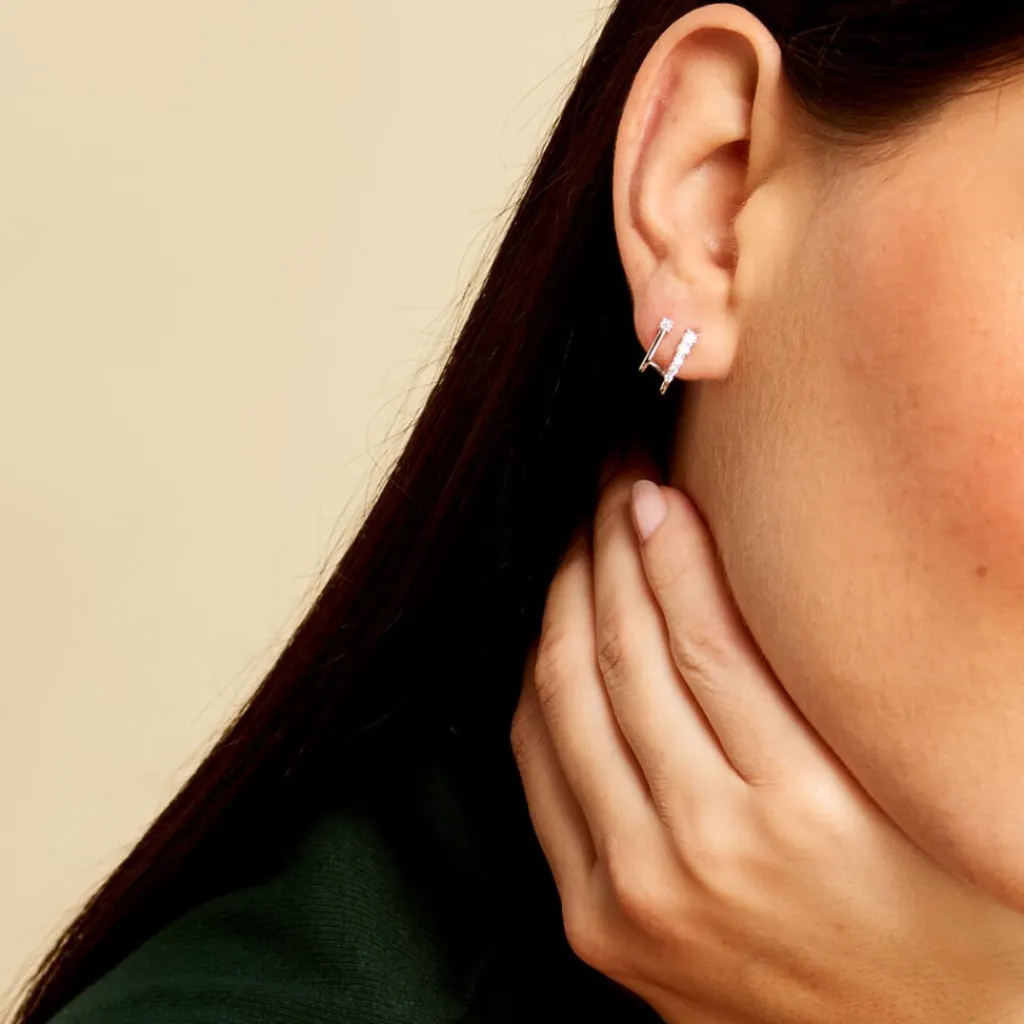 Histoire d'Or Boucle D'oreille Unitaire Minty Argent Blanc Oxyde De Zirconium Discount