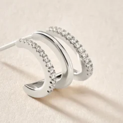 Histoire d'Or Boucle D'oreille Unitaire Minty Argent Blanc Oxyde De Zirconium