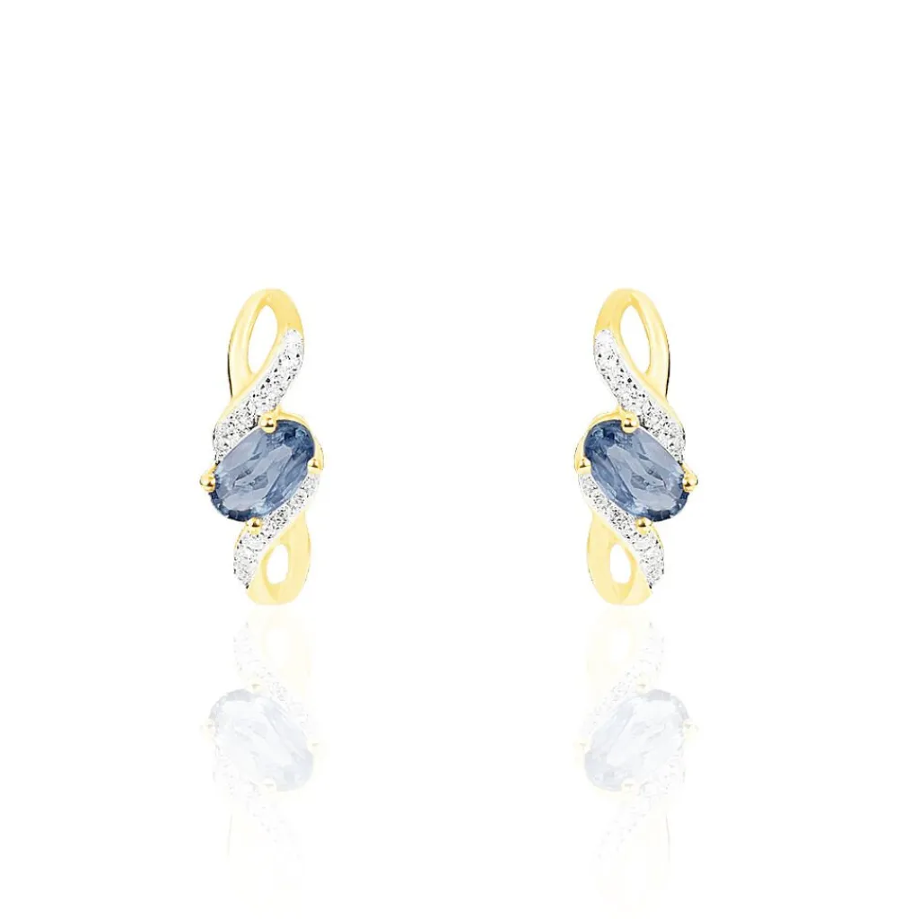 Histoire d'Or Boucles D'malia Oreilles Puces Malia Or Jaune Saphir Et Diamant Discount