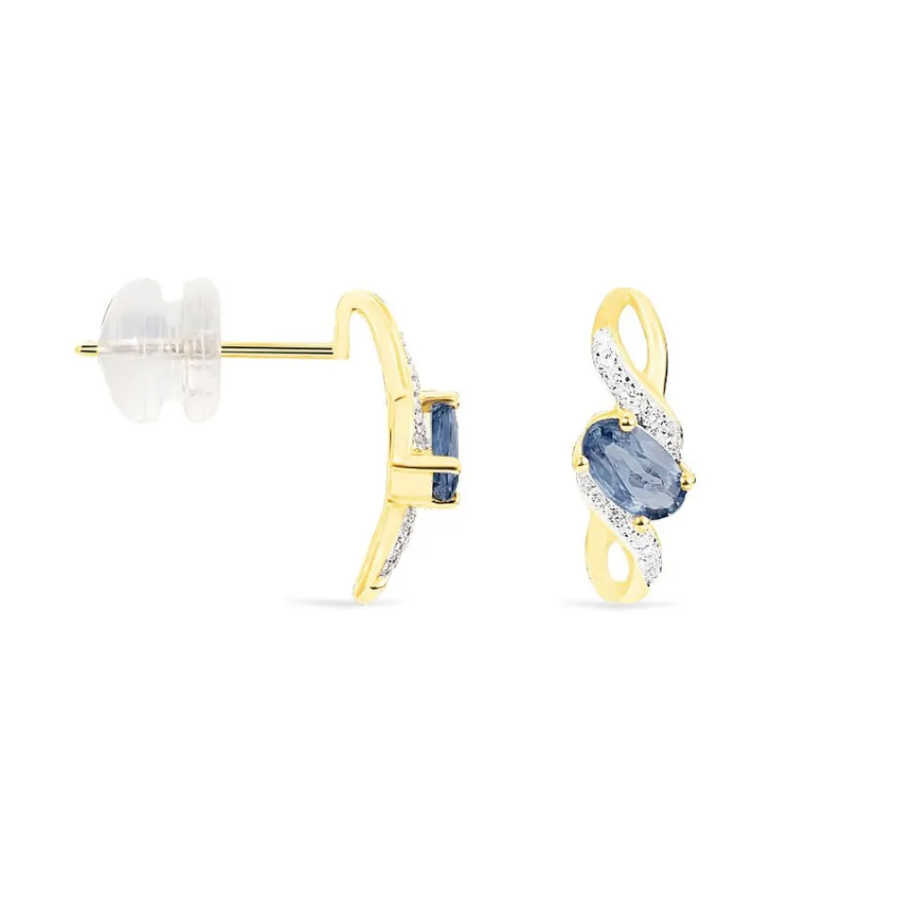 Histoire d'Or Boucles D'malia Oreilles Puces Malia Or Jaune Saphir Et Diamant Discount
