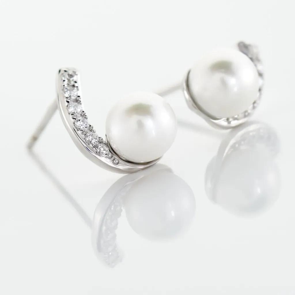 Histoire d'Or Boucles D'oreilles Angel Or Blanc Perle De Culture Oxyde Oxyde Best