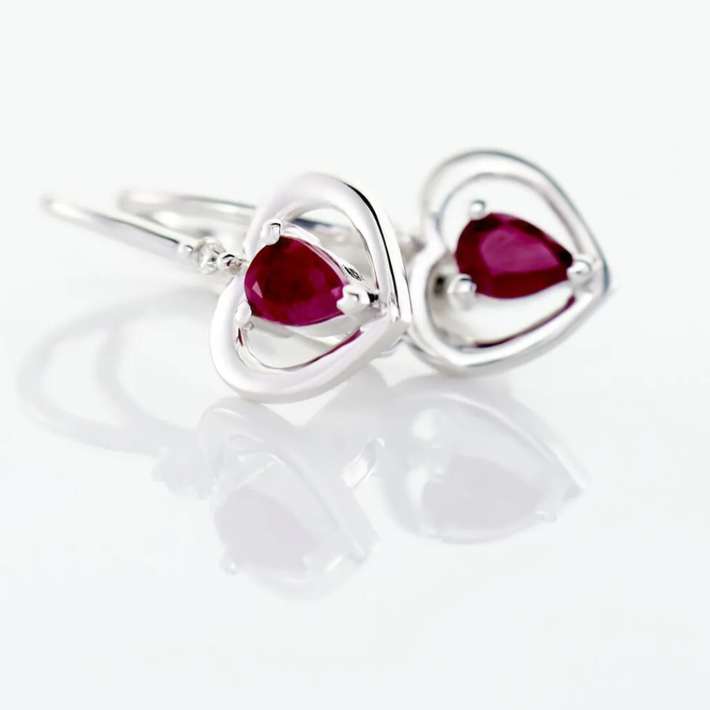 Histoire d'Or Boucles D'oreilles Danilo Or Blanc Rubis Outlet