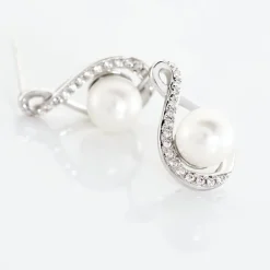 Histoire d'Or Boucles D'oreilles Davy Or Blanc Perle De Culture Oxyde Clearance