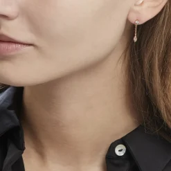 Histoire d'Or Boucles D'oreilles Dépareillées Argent Rose Braiden Oxyde De Zirconium New