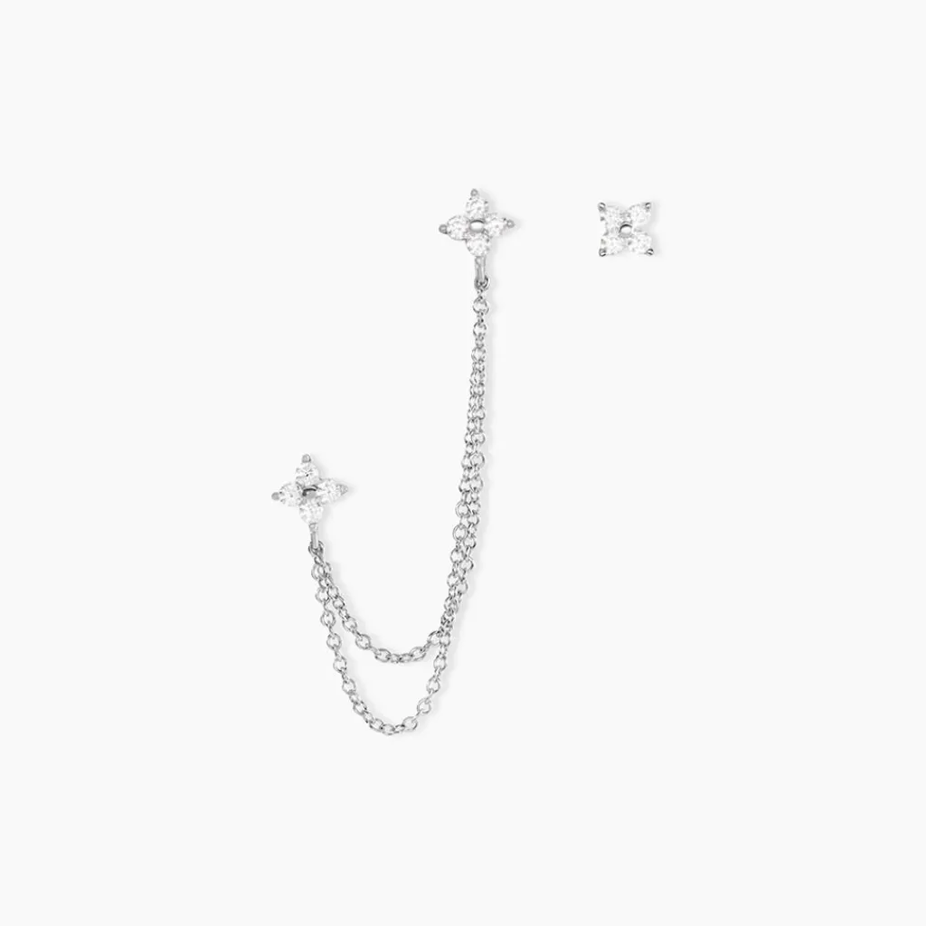 Histoire d'Or Boucles D'oreilles Dépareillées June Argent Blanc Oxyde De Zirconium Hot