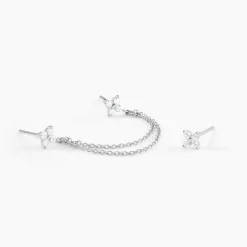 Histoire d'Or Boucles D'oreilles Dépareillées June Argent Blanc Oxyde De Zirconium Hot