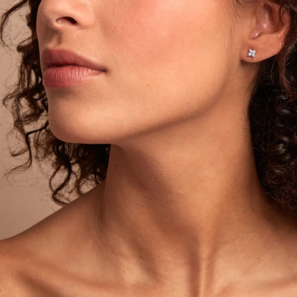 Histoire d'Or Boucles D'oreilles Dépareillées June Argent Blanc Oxyde De Zirconium Hot