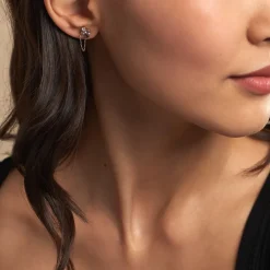 Histoire d'Or Boucles D'oreilles Dépareillées Printemps Précieux Or Jaune Améthyste New