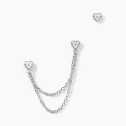 Histoire d'Or Boucles D'oreilles Dépareillées June Argent Blanc Oxyde De Zirconium Clearance