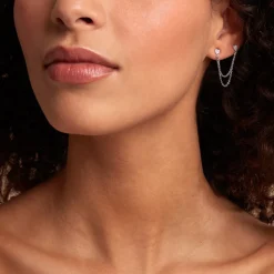 Histoire d'Or Boucles D'oreilles Dépareillées June Argent Blanc Oxyde De Zirconium Clearance