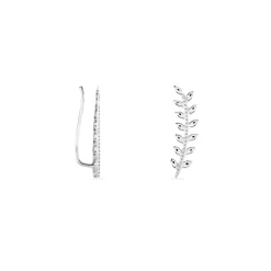 Histoire d'Or Boucles D'oreilles Grimpantes Folia Argent Blanc Best