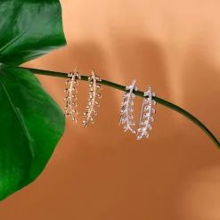 Histoire d'Or Boucles D'oreilles Grimpantes Folia Argent Blanc Best