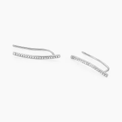 Histoire d'Or Boucles D'oreilles Grimpantes Fadoua Or Blanc Diamants Clearance