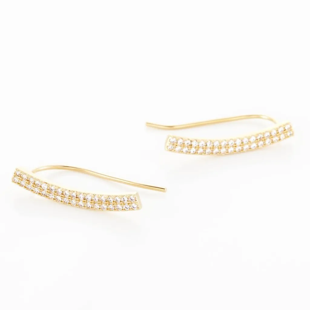 Histoire d'Or Boucles D'oreilles Grimpantes Jennyferine Plaqué Or Jaune Oxydes New